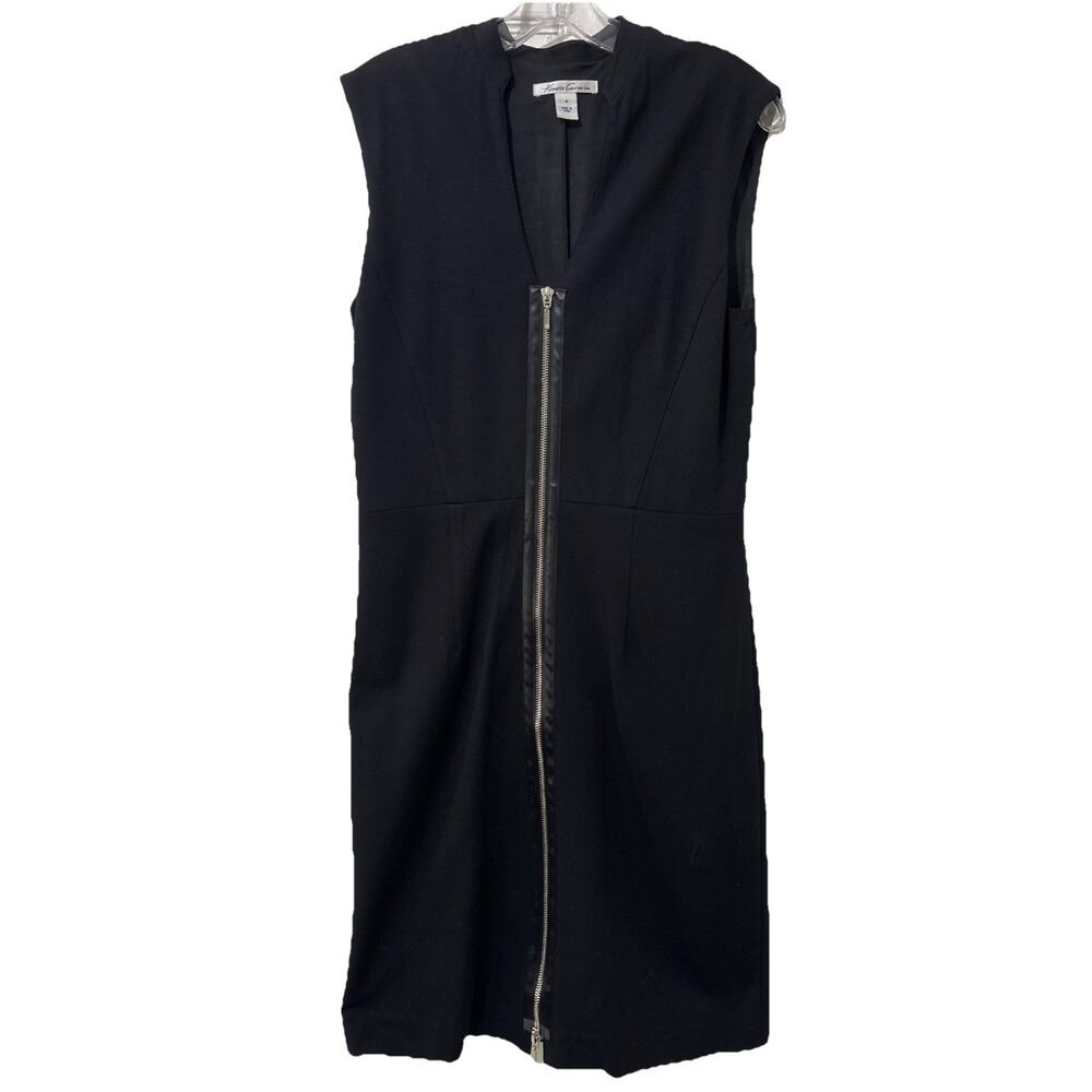 Kenneth Cole New York Women Black Dress Size 6 Midi Long Vest Double Zipper
